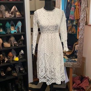 Long sleeve White lace dress